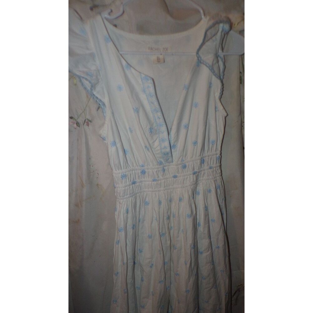 Rachel Zoe White Dress with Light Blue Floral embrodered design
